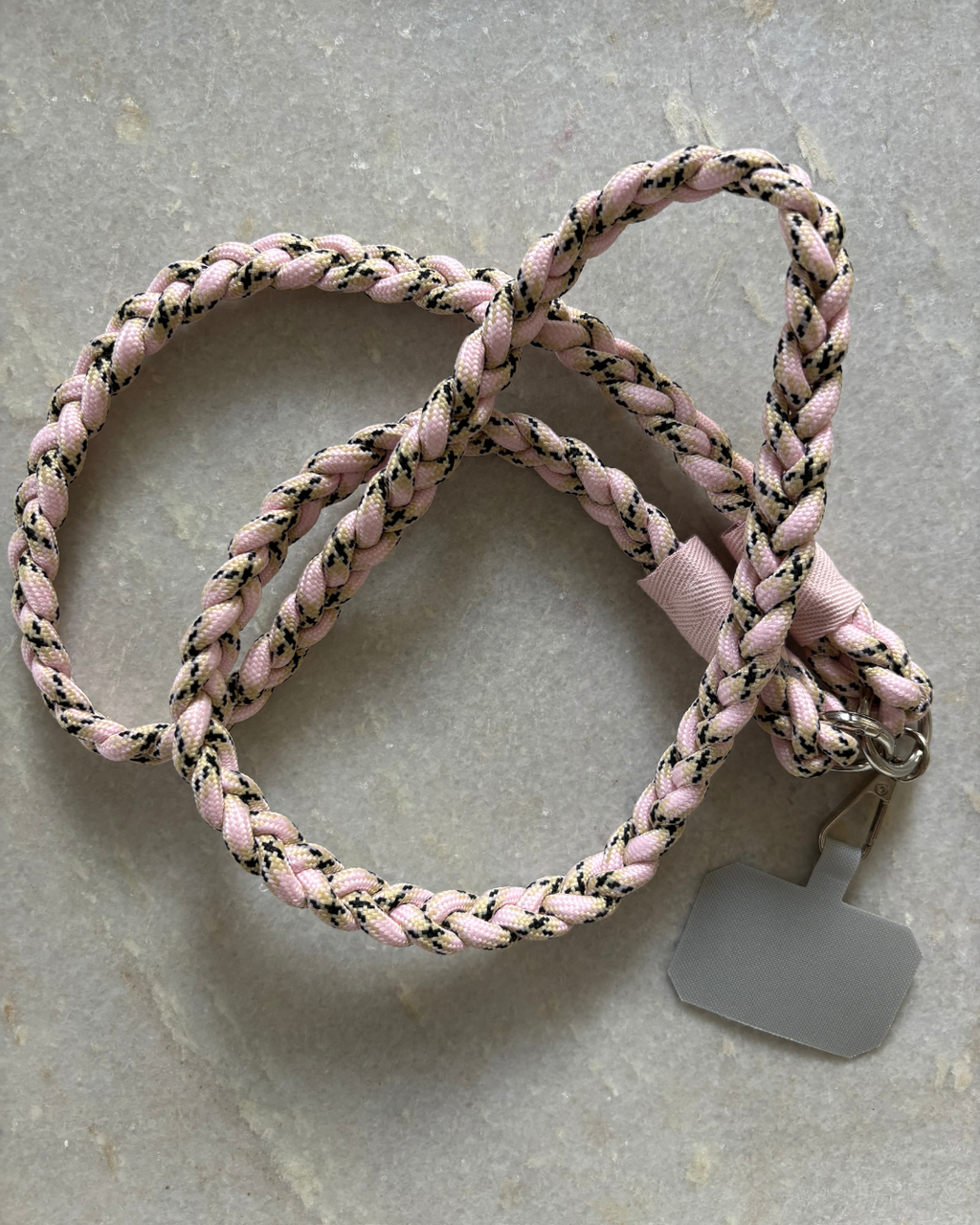 Blush & Sand Plaited Crossbody Phone Strap