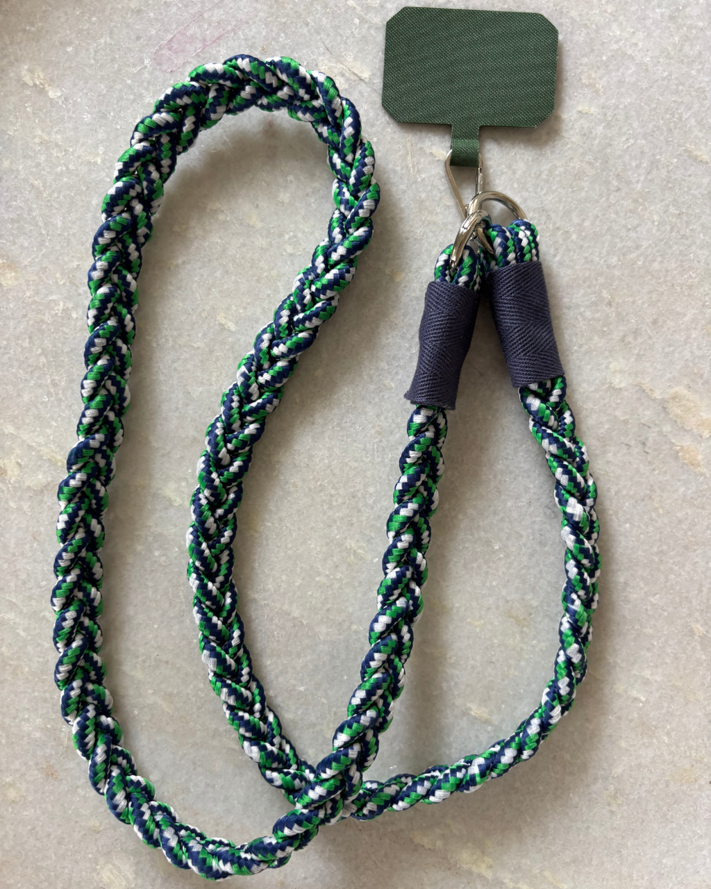 Coastal Navy Plaited Crossbody Phone Strap