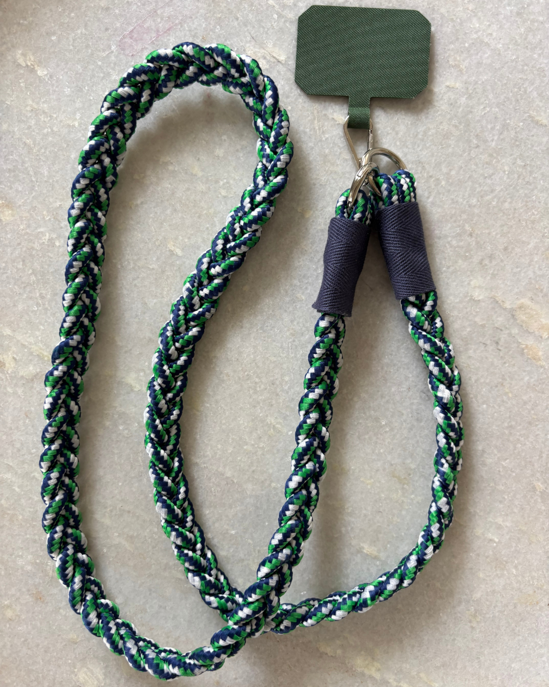 Coastal Navy Plaited Crossbody Phone Strap